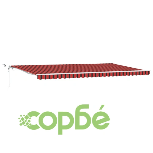 Автоматичен прибиращ се сенник с LED осветление, оранжево-кафяв, 600x300 см, полиестер ➤ топ цена ➤ sorbe.bg