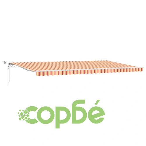 Автоматичен прибираем сенник с LED осветление, жълто-оранжев, 600x300 см, полиестер ➤ топ цена ➤ sorbe.bg