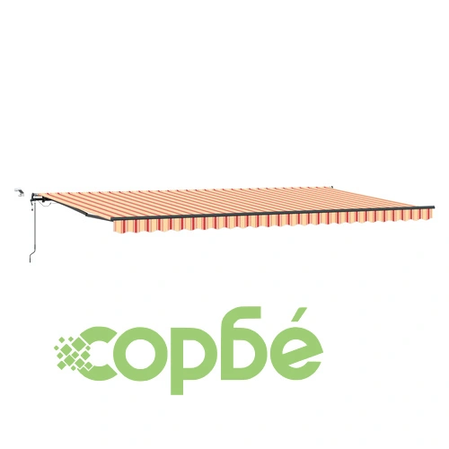 Автоматичен прибираем сенник с LED осветление, жълто-оранжев, 600x300 см, полиестер ➤ топ цена ➤ sorbe.bg