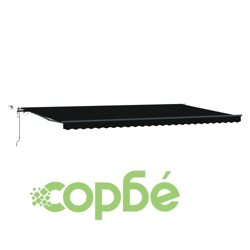 Автоматичен прибираем сенник с LED осветление, черен, 600x300 см, с включена заместителна тъкан от полиестер ➤ топ цена ➤ sorbe.bg