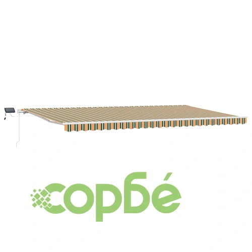 Ръчен Прибираем Сенник с LED Осветление Зелено-Жълт 600x300 см, Полиестерно Платно ➤ топ цена ➤ sorbe.bg