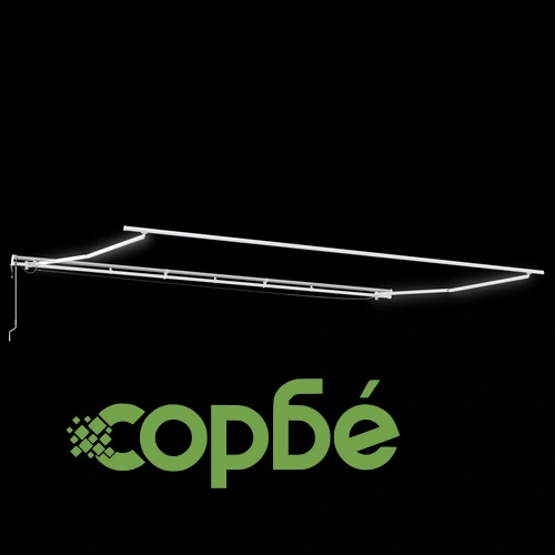 Автоматичен прибираем навес с LED осветление, зелено и бяло райе, 600x300 см ➤ топ цена ➤ sorbe.bg
