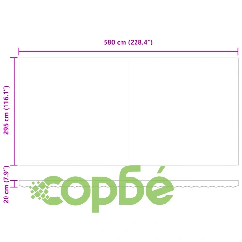 Ръчен прибираем сенник с LED осветление, зелено-бял, 600x300 см ➤ топ цена ➤ sorbe.bg