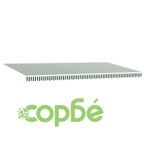 Ръчен прибираем сенник с LED осветление, зелено-бял, 600x300 см ➤ топ цена ➤ sorbe.bg