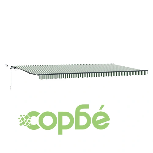 Автоматичен прибиращ се сенник с LED осветление, зелено-бял, 600x300 см, с резервна полиестерна тъкан ➤ топ цена ➤ sorbe.bg