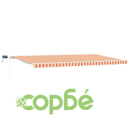 Ръчен прибираем сенник с LED осветление, жълто-оранжев, 600x350 см ➤ топ цена ➤ sorbe.bg