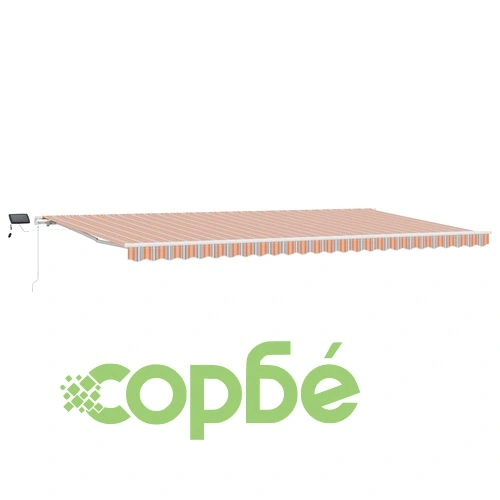 Сгъваем навес с ръчно управление и LED осветление 600 × 350 cm Многоцветен ➤ топ цена ➤ sorbe.bg