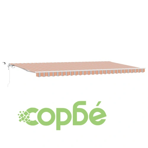 Сгъваем автоматичен навес с LED осветление, многоцветен, 600 × 350 cm, плат и метал ➤ топ цена ➤ sorbe.bg