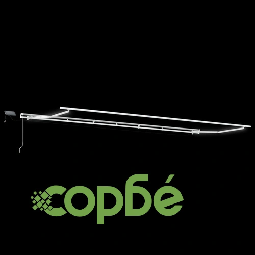 Ръчен прибираем сенник с LED осветление, бежов, 600x350 см, с полиестерна тъкан ➤ топ цена ➤ sorbe.bg