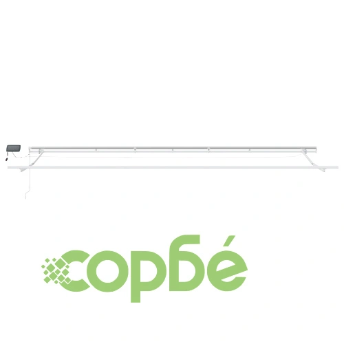 Ръчен прибираем сенник с LED осветление, бежов, 600x350 см, с полиестерна тъкан ➤ топ цена ➤ sorbe.bg