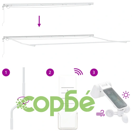 Автоматичен прибираем сенник с LED осветление, светлосив, 600x350 см ➤ топ цена ➤ sorbe.bg