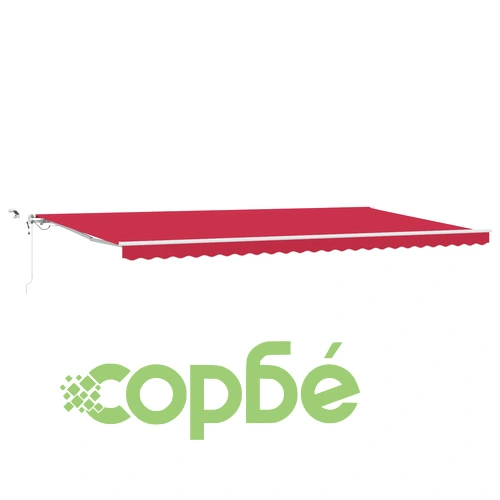 Автоматичен прибираем сенник с LED осветление, червен, 600x350 см, акрилна тъкан ➤ топ цена ➤ sorbe.bg