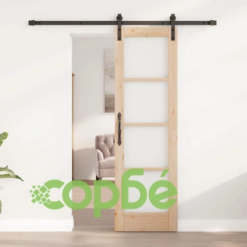 Плъзгаща се врата ORKDAL от масивна борова дървесина 61 x 198.5 см с комплект монтажни елементи ➤ топ цена ➤ sorbe.bg