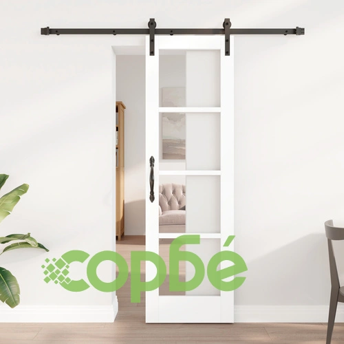 Плъзгаща Врата ORKDAL с Дръжки - Бяла Масивна Дървена с Стъкло, 61x198.5x4 см ➤ топ цена ➤ sorbe.bg