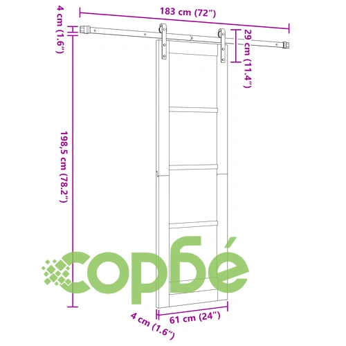 Плъзгаща Врата ORKDAL с Дръжки - Бяла Масивна Дървена с Стъкло, 61x198.5x4 см ➤ топ цена ➤ sorbe.bg
