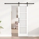 Плъзгаща Врата ORKDAL с Дръжки - Бяла Масивна Дървена с Стъкло, 61x198.5x4 см