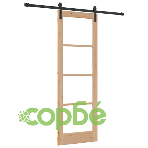 Плъзгаща се врата ORKDAL от масивно дърво бор и стъкло, 73.5x211x4 см с комплект за монтаж ➤ топ цена ➤ sorbe.bg
