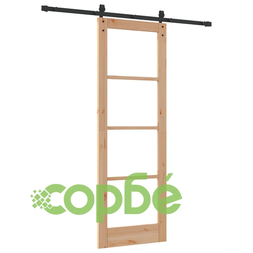 Плъзгаща се врата ORKDAL от масивно дърво бор и стъкло, 73.5x211x4 см с комплект за монтаж ➤ топ цена ➤ sorbe.bg