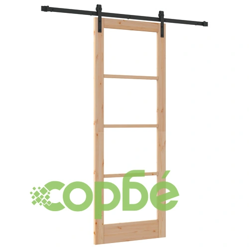 Плъзгаща врата ORKDAL от масивно борово дърво и стъкло със система за монтаж - 78x211x4 см ➤ топ цена ➤ sorbe.bg