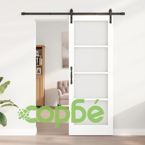 Плъзгаща Врата ORKDAL от Бяло Компактно Дърво и Стъкло, Вътрешна, 78x211x4 см ➤ топ цена ➤ sorbe.bg