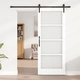 Плъзгаща се врата ORKDAL от масивно дърво и стъкло - бяла, 83x202x4 см, с пълен комплект аксесоари