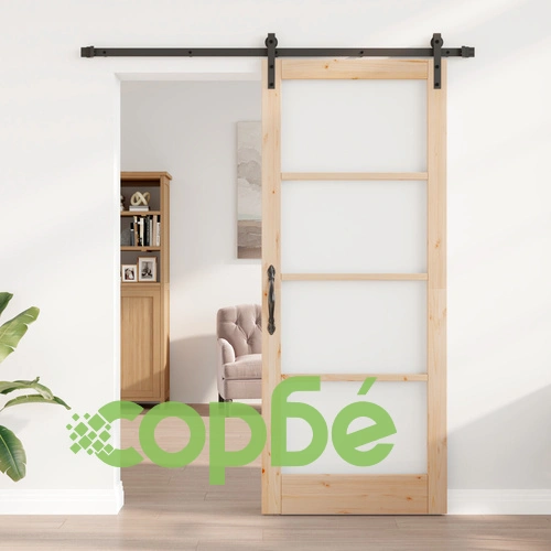 Плъзгаща се врата ORKDAL от масивна борова дървесина и стъкло, 86x211x4 см ➤ топ цена ➤ sorbe.bg