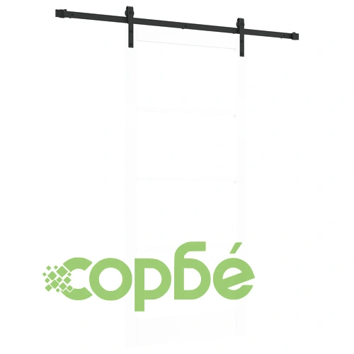 Плъзгаща Врата ORKDAL с Комплект за Монтаж - Бяло Масивно Дърво и Стъкло 93x202x4 см ➤ топ цена ➤ sorbe.bg