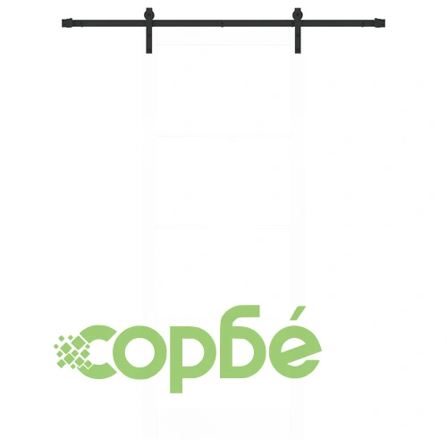 Плъзгаща Врата ORKDAL Бяла от Масивно Дърво и Стъкло 93x232x4 см с Монтажен Комплект ➤ топ цена ➤ sorbe.bg