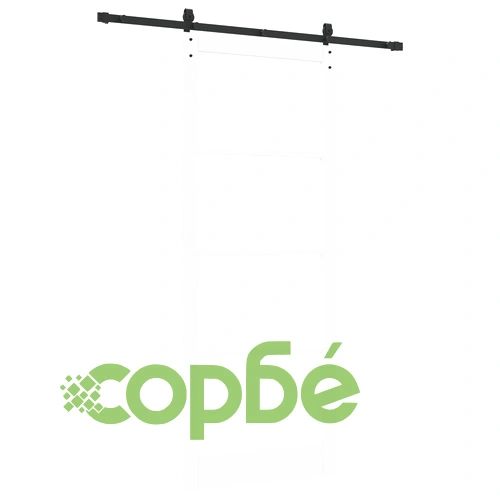 Плъзгаща Врата ORKDAL Бяла от Масивно Дърво и Стъкло 93x232x4 см с Монтажен Комплект ➤ топ цена ➤ sorbe.bg