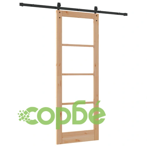 Плъзгаща се врата ORKDAL 78x211x4 см от масивна борова дървесина със стъкло и комплект аксесоари ➤ топ цена ➤ sorbe.bg