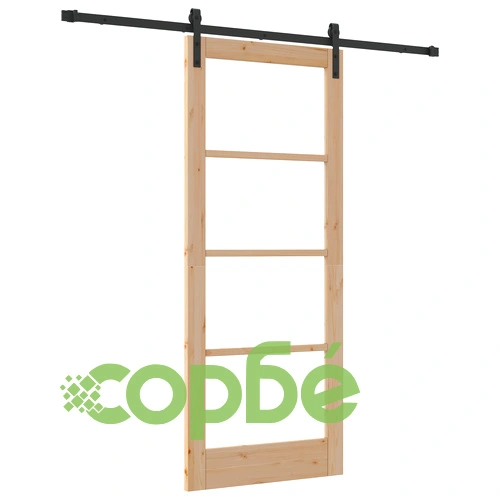 Плъзгаща врата ORKDAL 83x202x4 см с комплект хардуер - Масивно борово дърво и стъкло ➤ топ цена ➤ sorbe.bg