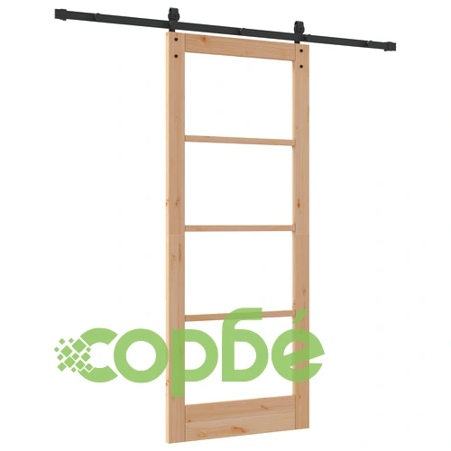 Плъзгаща врата ORKDAL 83x202x4 см с комплект хардуер - Масивно борово дърво и стъкло ➤ топ цена ➤ sorbe.bg