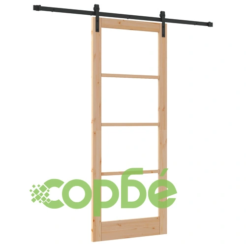 Плъзгаща се врата ORKDAL 83x211x4 см от масивно борово дърво и стъкло с хардуерен комплект ➤ топ цена ➤ sorbe.bg