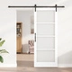 Плъзгаща врата ORKDAL с аксесоари - Бяло масивно дърво и стъкло 83x211x4 см