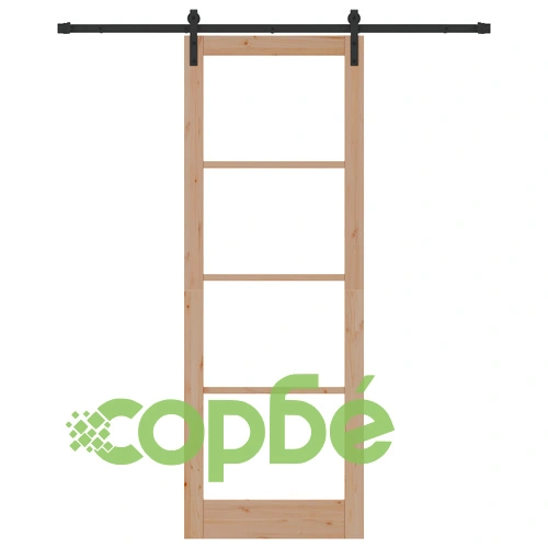 Плъзгаща се врата ORKDAL 83x232x4 см от масивна борова дървесина със стъкло и монтажен комплект ➤ топ цена ➤ sorbe.bg