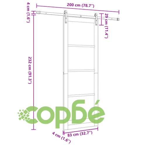 Плъзгаща Врата ORKDAL от Масивно Дърво и Стъкло - Бяла, 83x232x4 см с Комплект Механизъм ➤ топ цена ➤ sorbe.bg