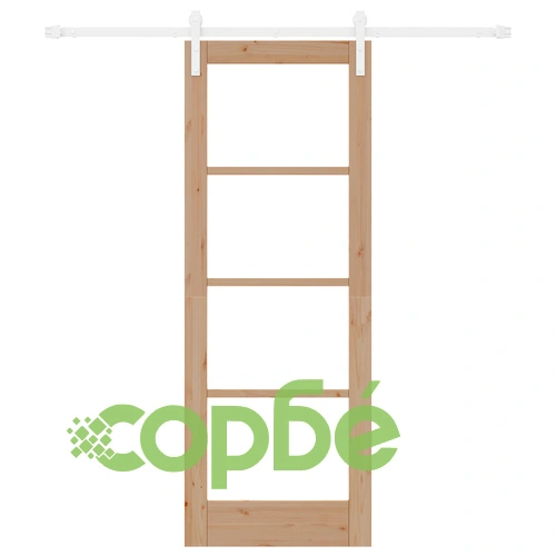 Плъзгаща се врата ORKDAL от масивно дърво и стъкло, 73.5x198.5x4 см, бор ➤ топ цена ➤ sorbe.bg