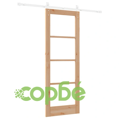 Плъзгаща се врата ORKDAL от масивно дърво и стъкло, 73.5x198.5x4 см, бор ➤ топ цена ➤ sorbe.bg