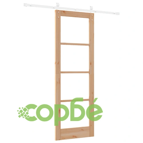 Плъзгаща Врата ORKDAL 73.5x211x4 см от Масивна Борова Дървесина със Стъкло и Комплект за Монтаж ➤ топ цена ➤ sorbe.bg