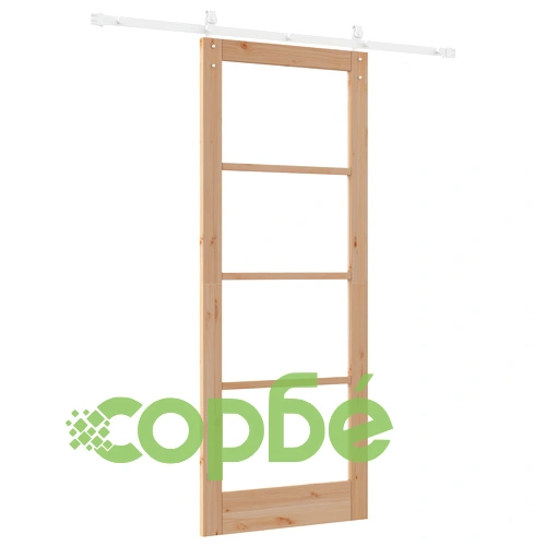 Плъзгаща се врата ORKDAL 83x211x4 см от масивна дървесина бор със стъкло и комплект за монтаж ➤ топ цена ➤ sorbe.bg