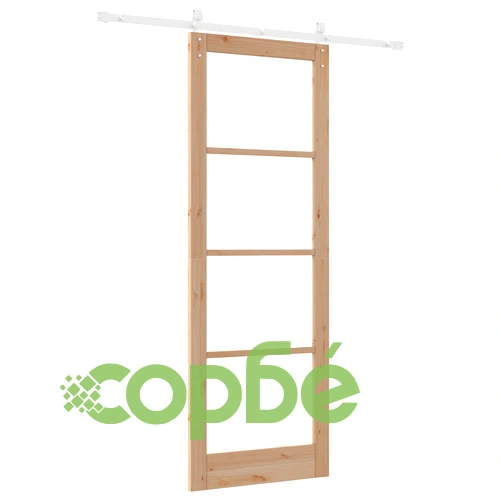 Плъзгаща се врата ORKDAL 83x232x4 см от масивна борова дървесина и стъкло с механизъм ➤ топ цена ➤ sorbe.bg