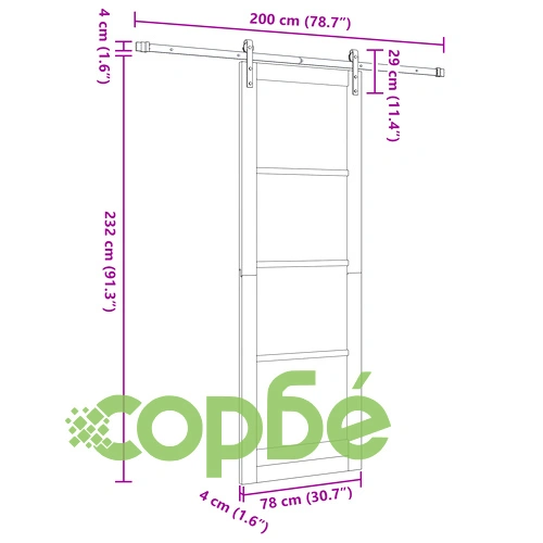 Плъзгаща Врата ORKDAL 78x232x4 см с Комплект Крепежи - Солидна Дървесина Бор и Стъкло ➤ топ цена ➤ sorbe.bg