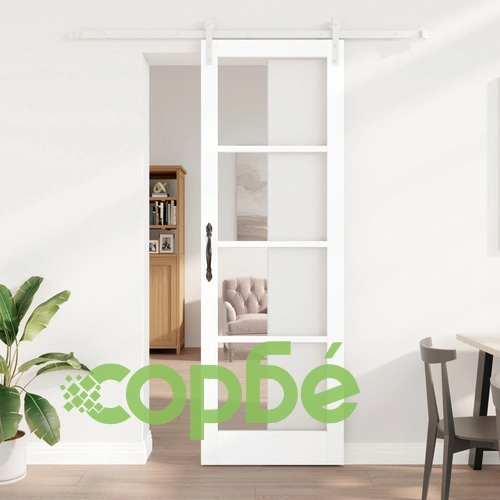 Плъзгаща Интериорна Врата ORKDAL от Солидно Дърво и Стъкло - Бяла, 78x232 см ➤ топ цена ➤ sorbe.bg