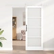 Плъзгаща Врата ORKDAL с Механизми - Бяла, Масивно Дърво и Стъкло, 83x211x4 см
