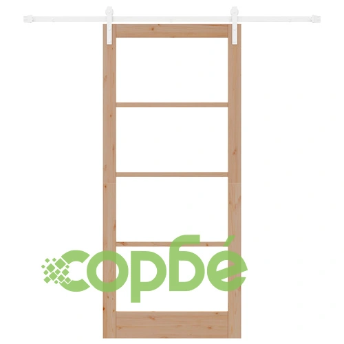 Плъзгаща врата ORKDAL с механизми от масивно дърво бор и стъкло, 93х211х4 см ➤ топ цена ➤ sorbe.bg