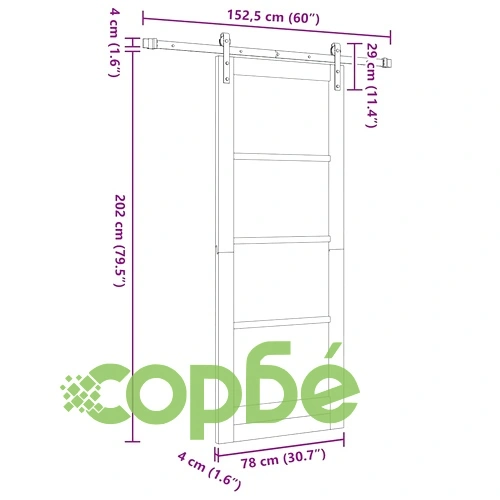 Плъзгаща се врата ORKDAL с механизъм 78x202 см дърво и метал ➤ топ цена ➤ sorbe.bg