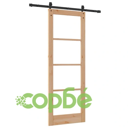 Плъзгаща се врата ORKDAL с релси 78x211 см борово дърво и метал ➤ топ цена ➤ sorbe.bg