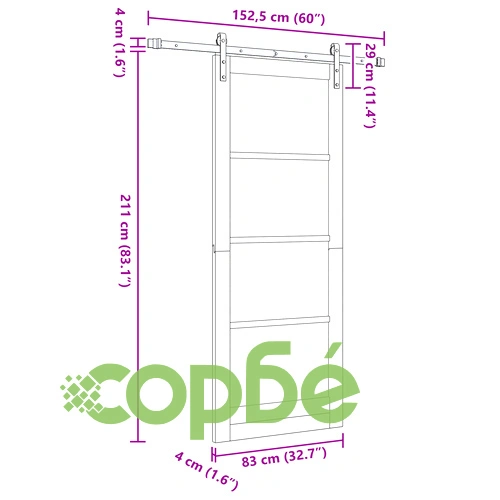 Плъзгаща врата ORKDAL с комплект, Бяла, 83x211 см, от естествено дърво ➤ топ цена ➤ sorbe.bg