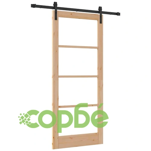 Плъзгаща се врата ORKDAL с комплект механизъм 86x198.5 см борово дърво и метал ➤ топ цена ➤ sorbe.bg