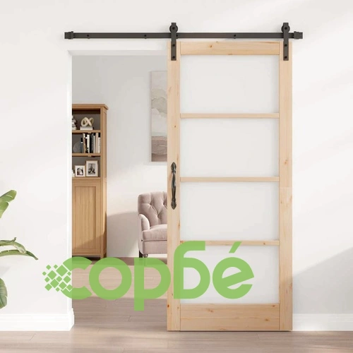 Плъзгаща се врата ORKDAL с комплект механизъм 86x198.5 см борово дърво и метал ➤ топ цена ➤ sorbe.bg